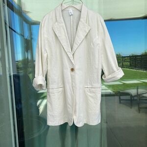 Cream white cotton blazer slim fit